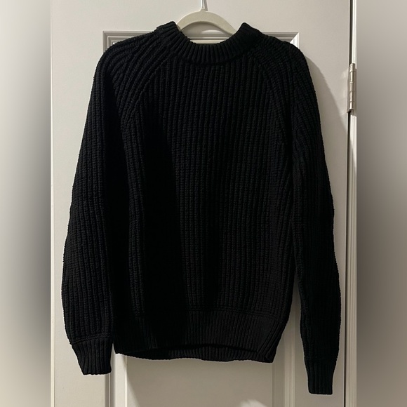 Uniqlo black crew neck waffle knit oversized pullover sweater - Picture 1 of 7